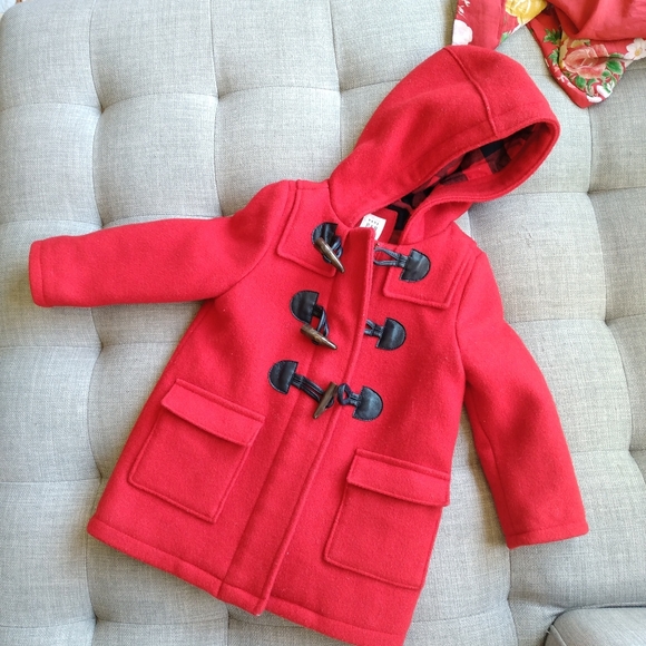 Baby gap girl red toggle wool zip coat - Picture 1 of 4